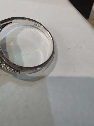 Anillo Plata Ley Topacio Azul Ornamental