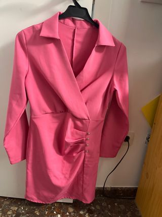 Vestido rosa blazer cruzado