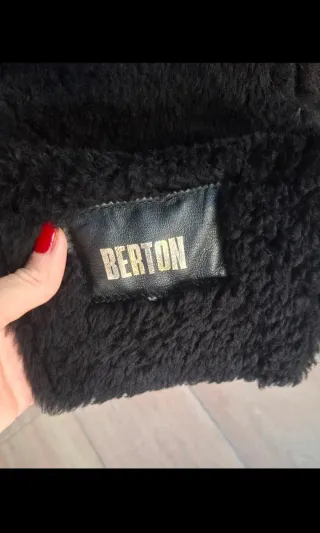 Abrigo Chaqueta Piel y Ante Grabado Vintage Negra