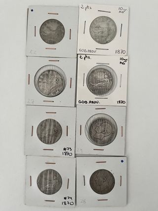 Monedas 2 Pesetas Plata 1869-1882