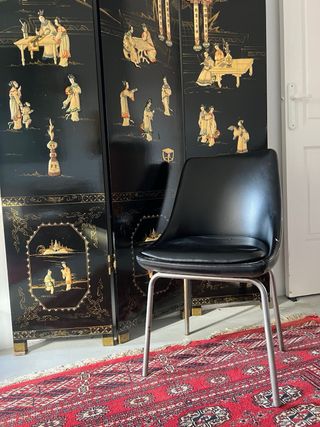 5 Sillas Vintage Mobilplast Cromo Skay Negro