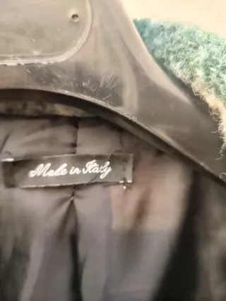 Abrigo cuadros lana beige y verde