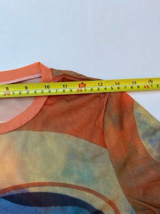 Top Transparente Manga Larga Estampado Abstracto