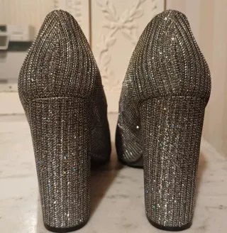 Zapatos de fiesta tacón brillante talla 38