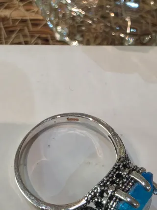 Anillo Plata Topacio Azul Rectangular