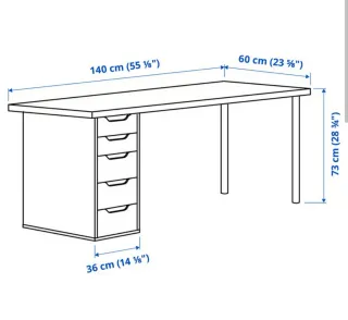 Escritorio madera con cajonera