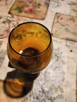 Portacandele antico in legno e vetro