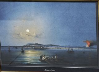 Eruzione Vesuvio Stampa Cornice Quadro Vintage