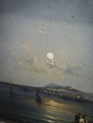 Eruzione Vesuvio Stampa Cornice Quadro Vintage