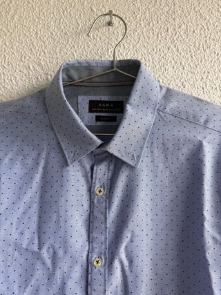 Camisa Zara Azul Estampada