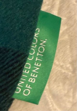 Bolso Benetton cuadros verde y negro