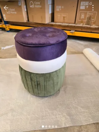 Pouf velluto arancione e verde acqua