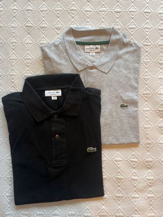 2 Polos Lacoste Básicos XL Negro y L Gris