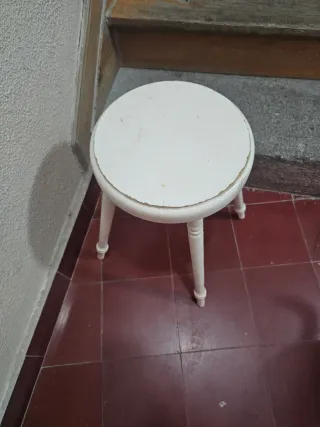 Taburete vintage madera blanco