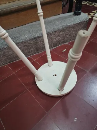 Taburete vintage madera blanco