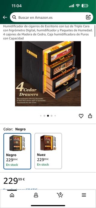 Humidificador Marvero Escritorio Luz Cedro