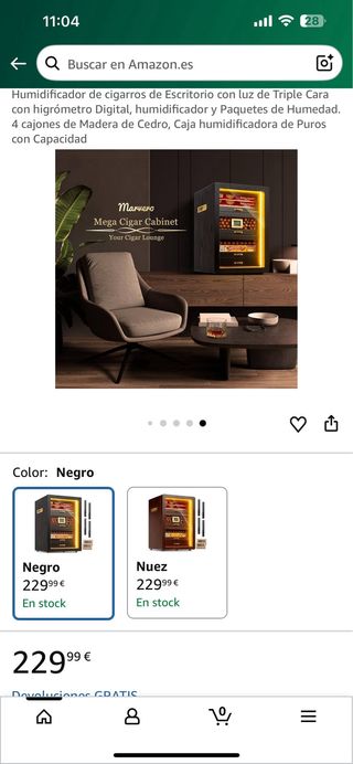 Humidificador Marvero Escritorio Luz Cedro