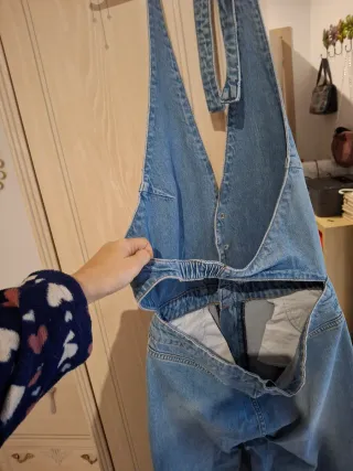 Mono Zara espalda abierta halter vaquero