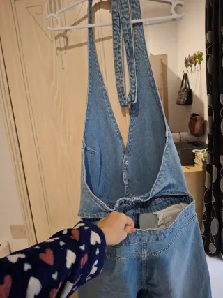 Mono Zara espalda abierta halter vaquero