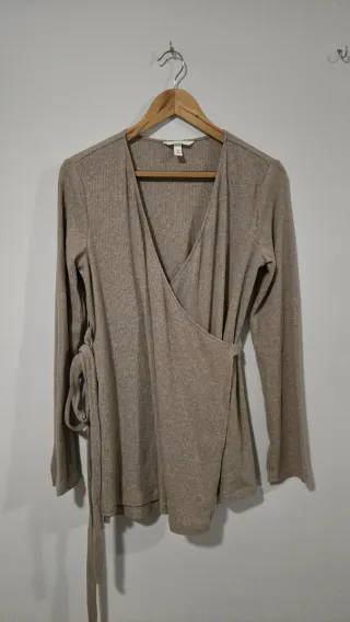 Jersey canalé premamá lactancia beige