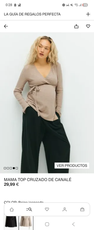 Jersey canalé premamá lactancia beige