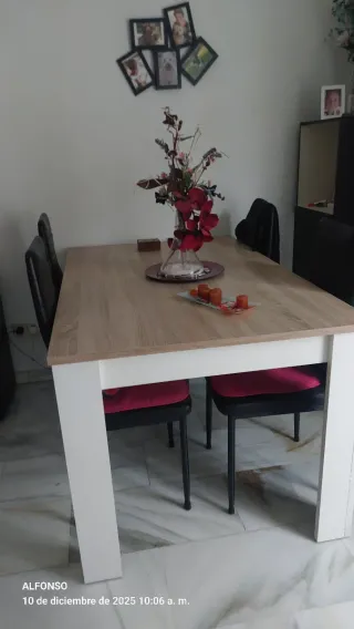 Sofá 3 plazas gris + mesa comedor