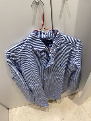 Camisa Polo Ralph Lauren Rayas Azul y Blanco