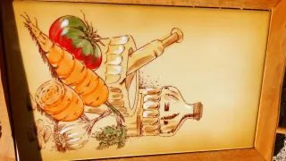 Vassoio vintage con mattonella decorata