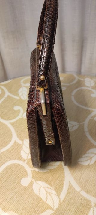 Bolso Piel Serpiente Auténtica Marrón.