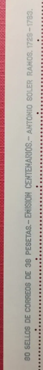 80 Sellos de 38 pesetas España Antonio Soler Ramos