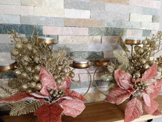 2 Portacandele decorativo oro e rosa