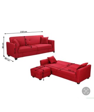 OFERTA!!!! Sofá Cama Rojo + Puff
