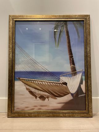 Cuadro Playa con Palmera y Hamaca