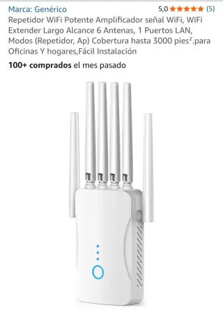 Repetidor WiFi Extensor Largo Alcance 6 Antenas