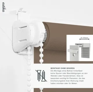 Vendo 2 estor enrollables sin taladrar color nuez