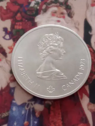 Moneda 10 dolares Canadá del año 1973. plata