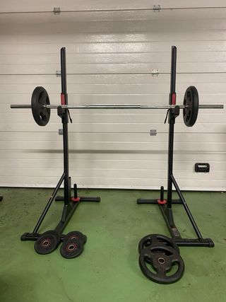 Rack Domyos 100 con barra y pesas