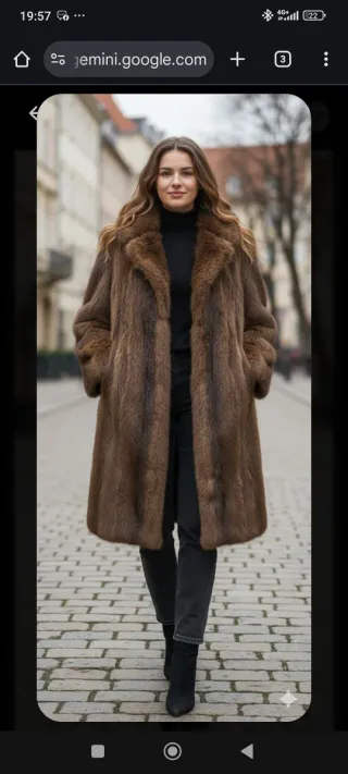 Abrigo largo de piel marrón