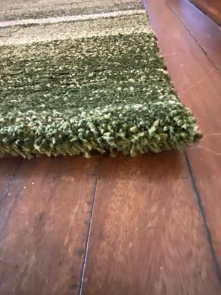 Alfombra Rayas Verde y Beige