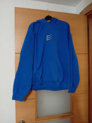Sudadera Nike Azul Logo Dorado