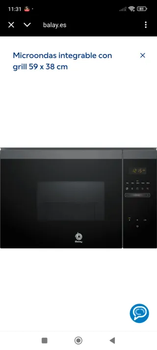 Microondas Balay integrable con grill