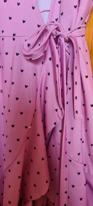 Vestido cruzado Aire Retro estampado corazones