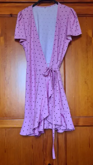 Vestido cruzado Aire Retro estampado corazones