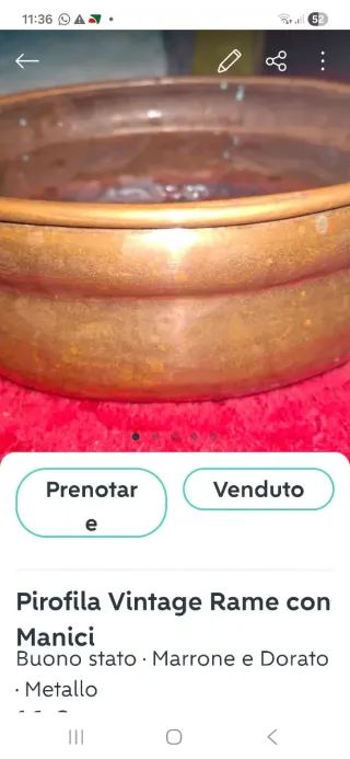 Pirofila e paiolo in rame con manici