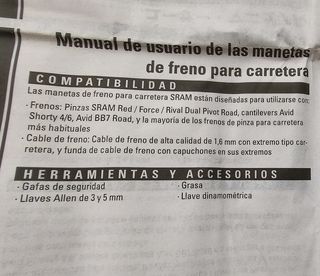 Manetas Freno SRAM Carretera Nuevas