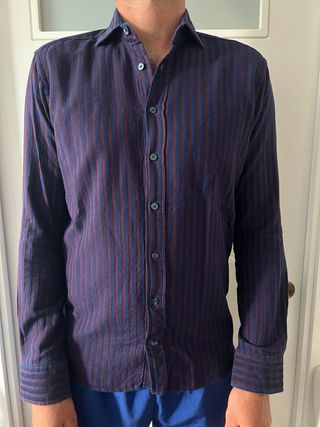 Camisa hombre Etro rayas morado/azul - IT 48