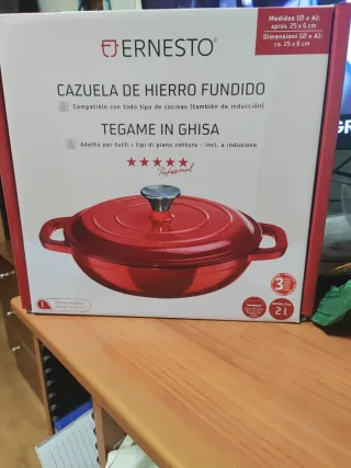 Olla Ernesto Hierro Fundido Roja 2L