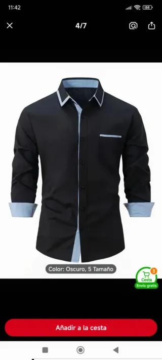 Camisa negra moderna con detalles azul