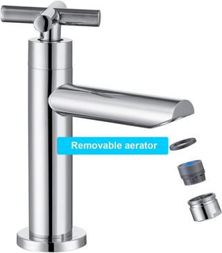 NUOVO - Rubinetto per lavandino acqua fredda in metallo argento