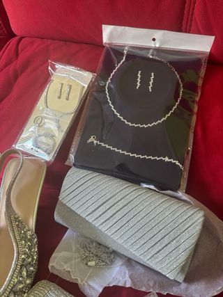 Pack Fiesta Zapatos y Joyería Plateados